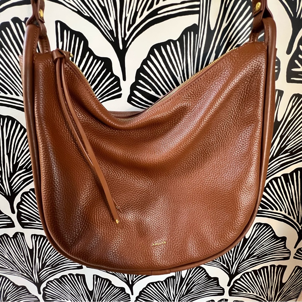 AALLYN Brown Leather Crossbody Adjustable Length Hobo Bag